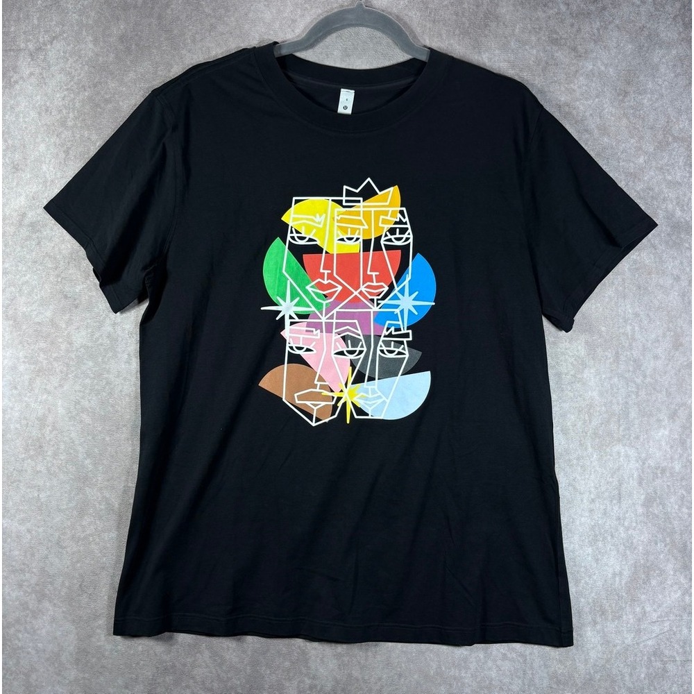 Lululemon All Yours Shirt Women Size 6 Black Love Crew Graphic Pima Cotton Pride